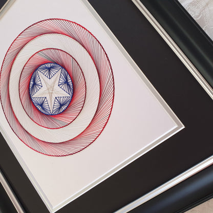 Captain America Inspired Hand-Stitched Artwork (White Card)