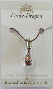 Glass Teapot Pendant - Pink & Black (PN0054)