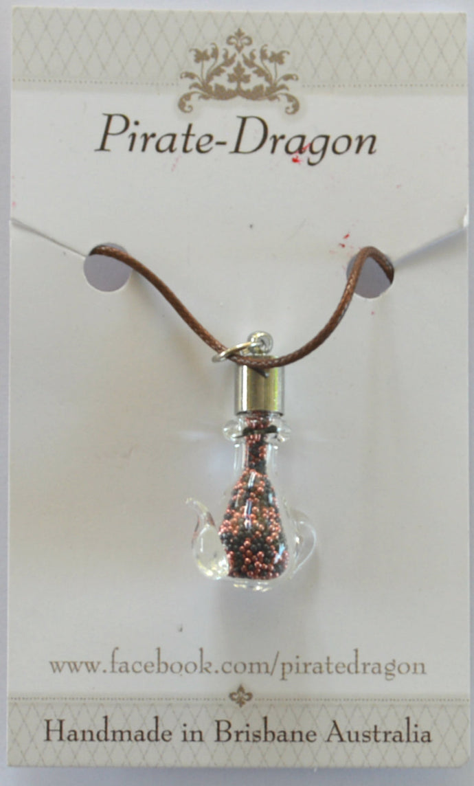 Glass Teapot Pendant - Pink & Black (PN0054)