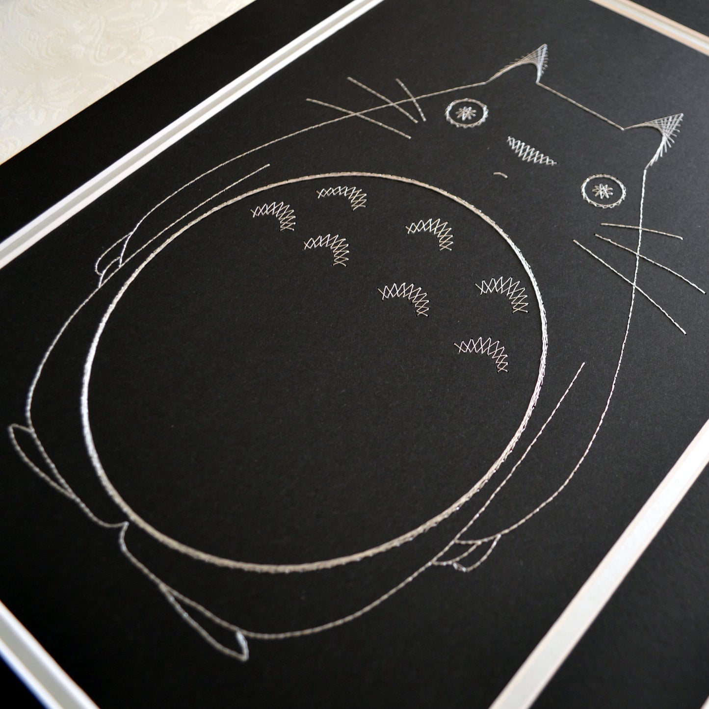 My Neighbour Totoro Inspired Card Embroidery Kit (Black Card)