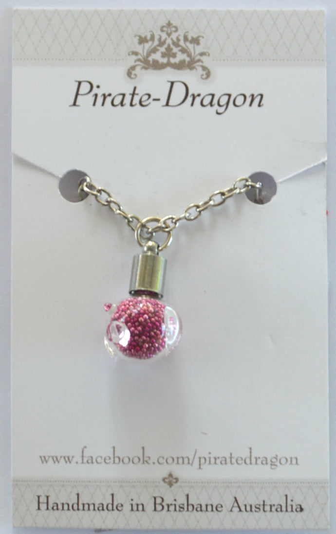 Glass Pig Pendant - Light & Dark Pink (PN0089)