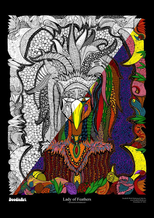 Lady of Feathers Doodle Art POSTER KIT (24 x 34 inch)