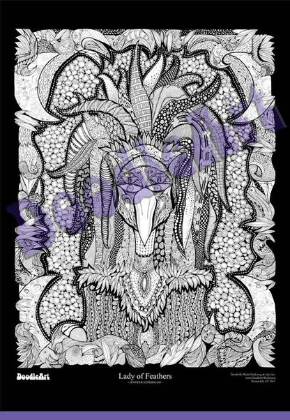 Lady of Feathers Doodle Art POSTER KIT (24 x 34 inch)