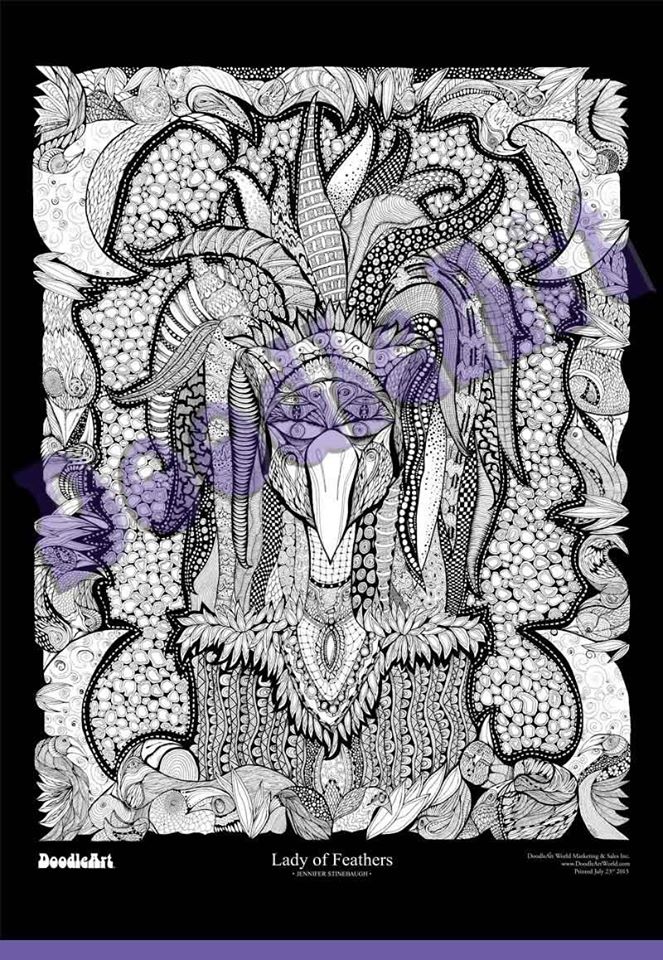 Lady of Feathers Doodle Art POSTER ONLY (24 x 34 inch)